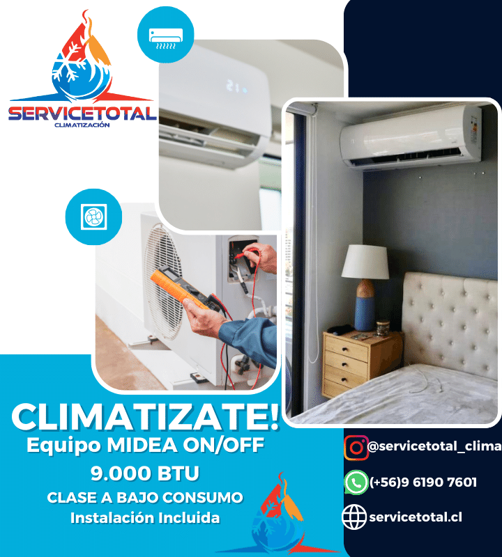 9.000 BTU On Off marca MiDea + Instalaci�n (Climatiza hasta 18 metros cuadrados)