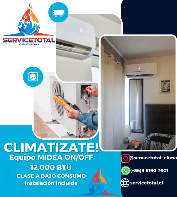12.000 BTU On Off marca MiDea + Instalaci�n (Climatiza hasta 25 metros cuadrados)